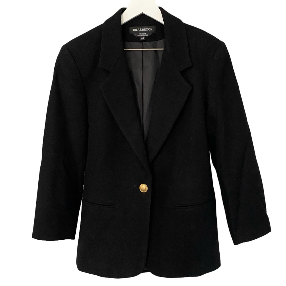 Vintage Braebrook 100% Wool Blazer Black Women’s Size 14P